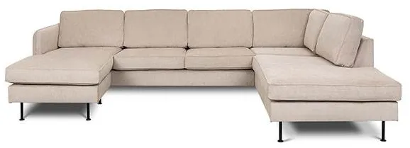 Læsø sofa m. chaiselong og open-end - 288 x 210 cm. - beige fløjl - Venstrevendt